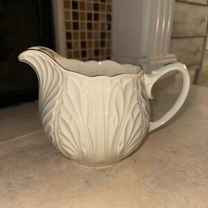 Vintage LENOX COTTAGE Pitcher Leafy Pattern Gold Trim